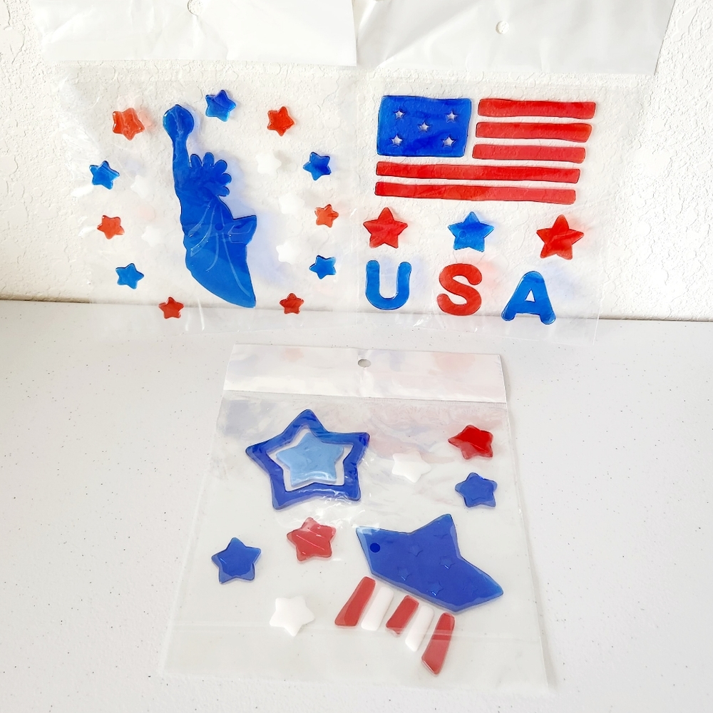 3PCS Patriotic Window Gel Clings